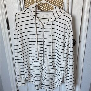 Maurices Black and White Striped Hoodie M